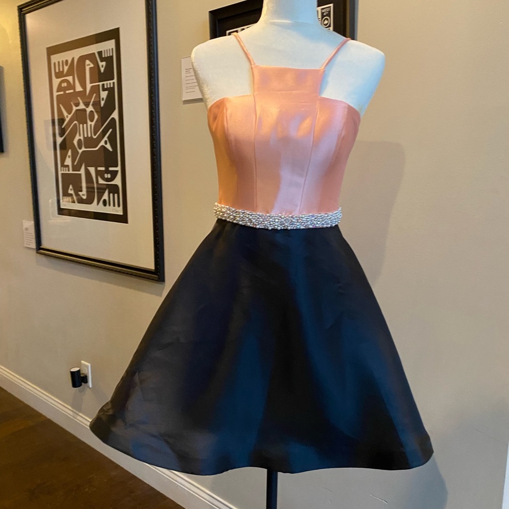 Chic Peach and Black Prom Dress